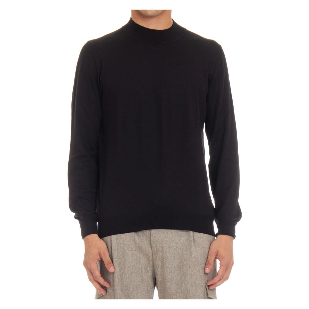 Barba Men's Black Round-Neck Knitwear, Xl, Jumper With Fine Wool Lupetto