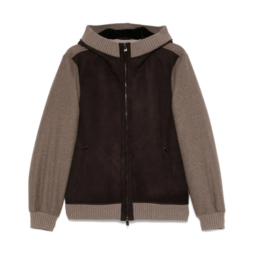 Corneliani Gestikte Leren Jas Bruin Brown Heren