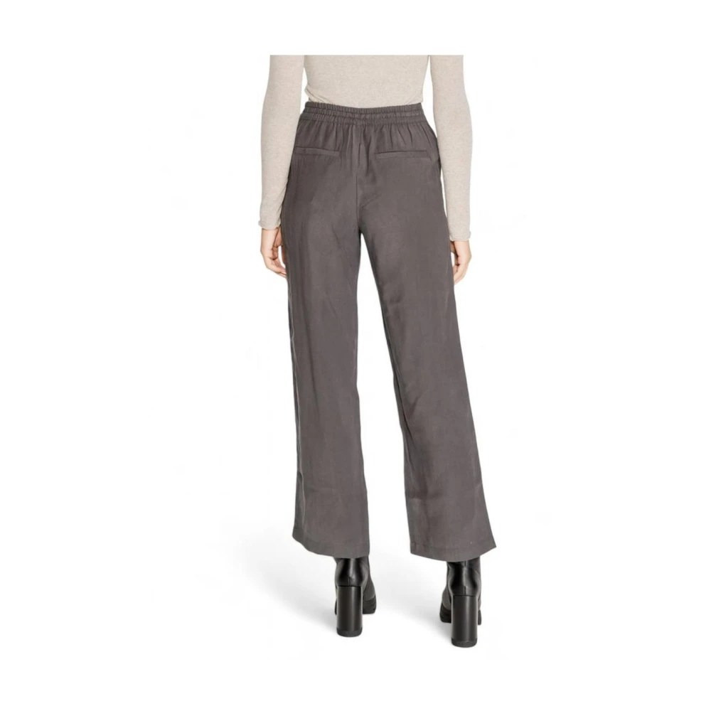 Jacqueline de Yong Grijze Viscose Wijde Broek Gray Dames