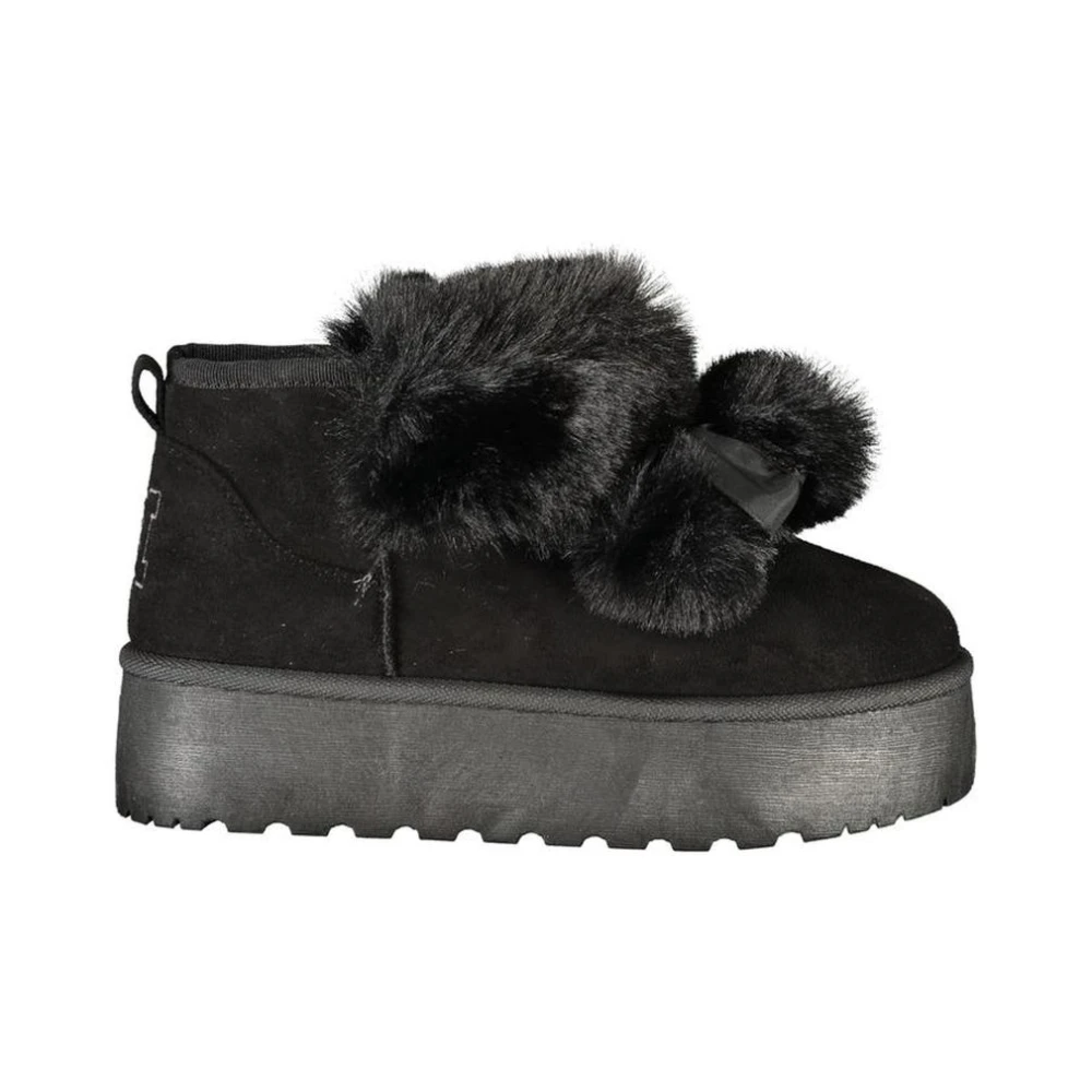 Laura Biagiotti Women's Black Winter Boots, 5 Uk, Polyester Ankle Boots With Side Zip Closure