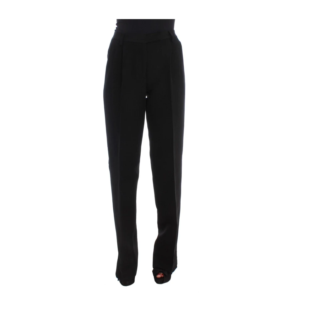 Ermanno Scervino Chique Zwarte Wijde Pijp Zijdeblend Jeans Black Dames