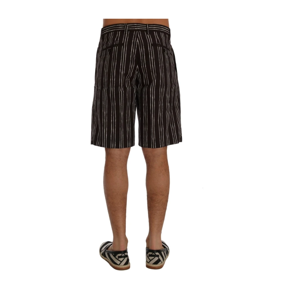 Dolce & Gabbana Gestreepte Hennep Casual Shorts Brown Heren