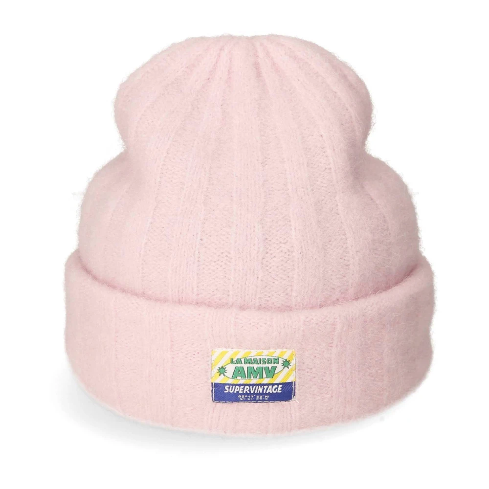 American vintage Zachte Geribbelde Muts met Logo Patch Pink Unisex