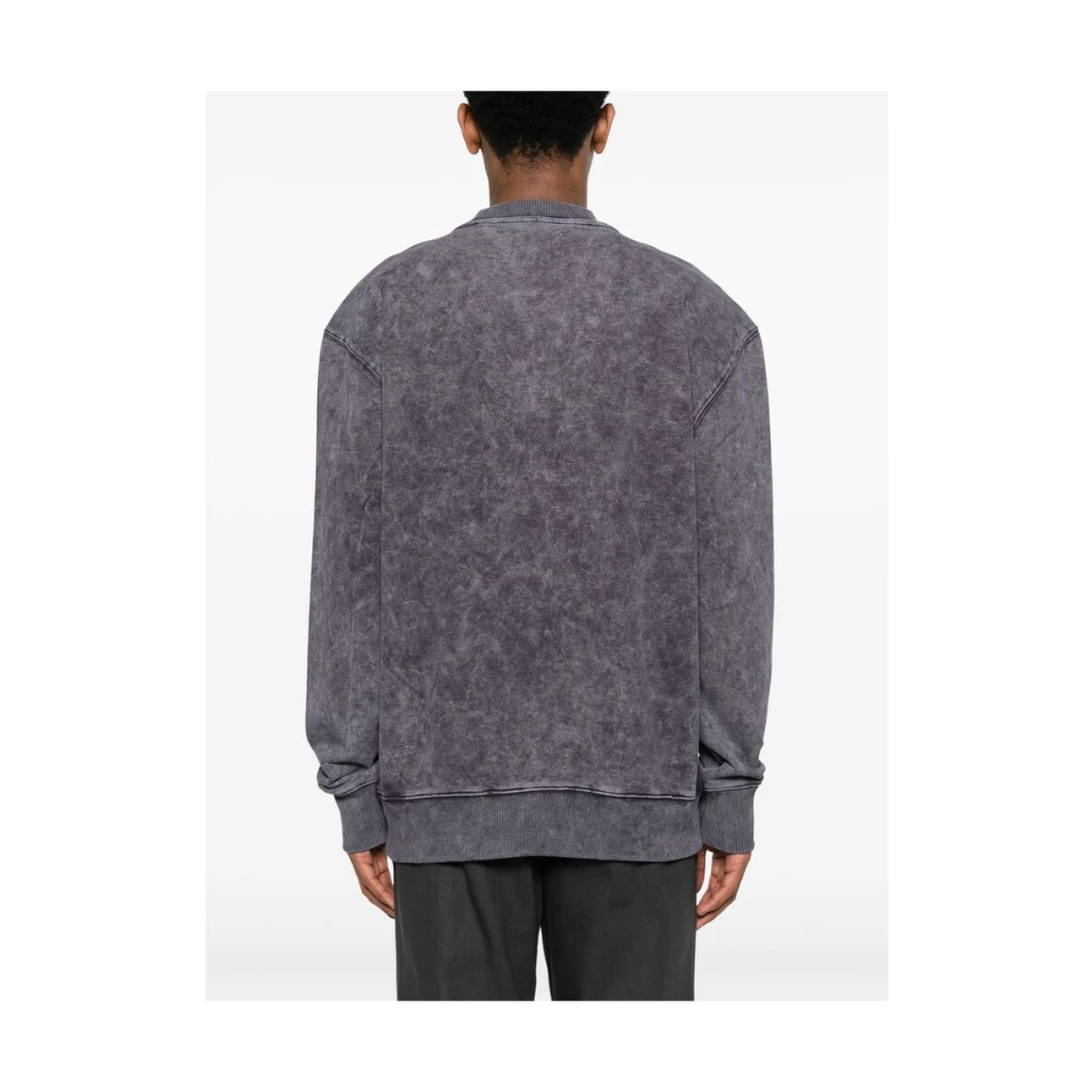 Mizuno Paarse Acid Wash Sweatshirt met Crew Neck Purple Heren