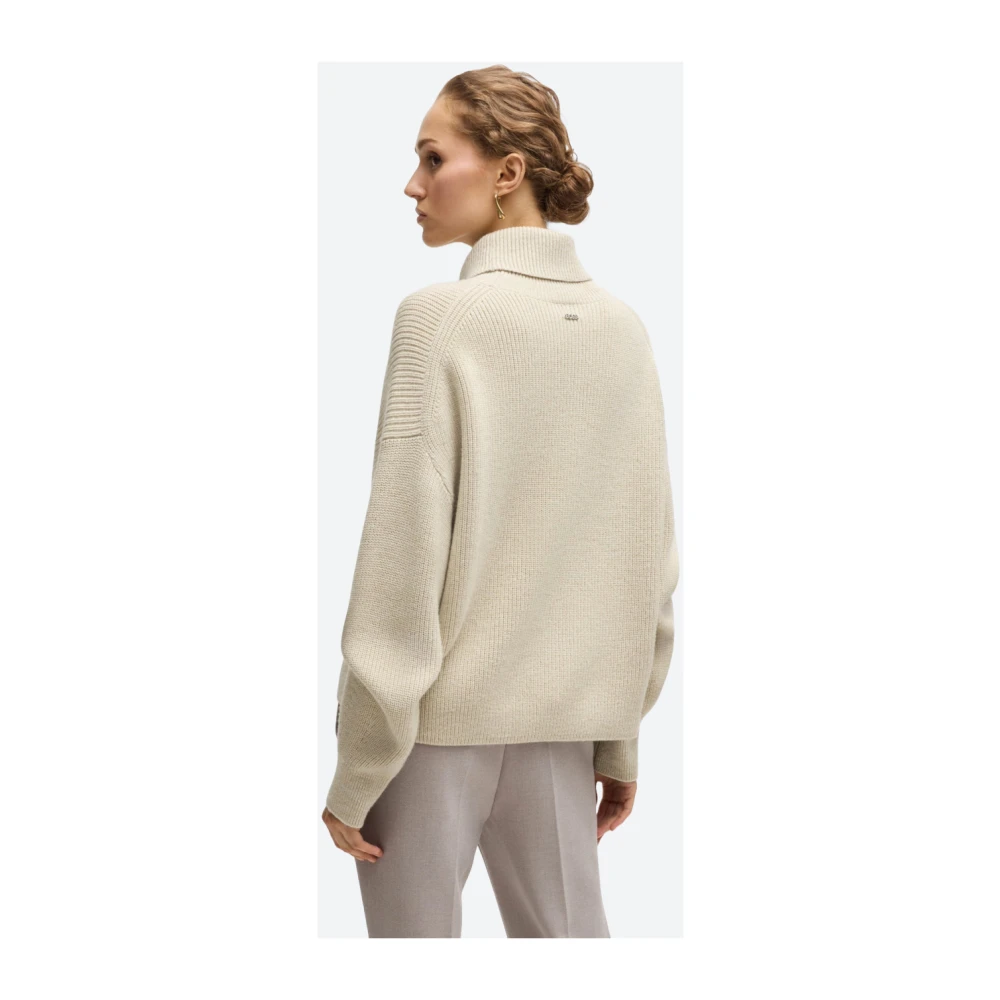 Hugo Boss Geribbelde coltrui Beige Dames