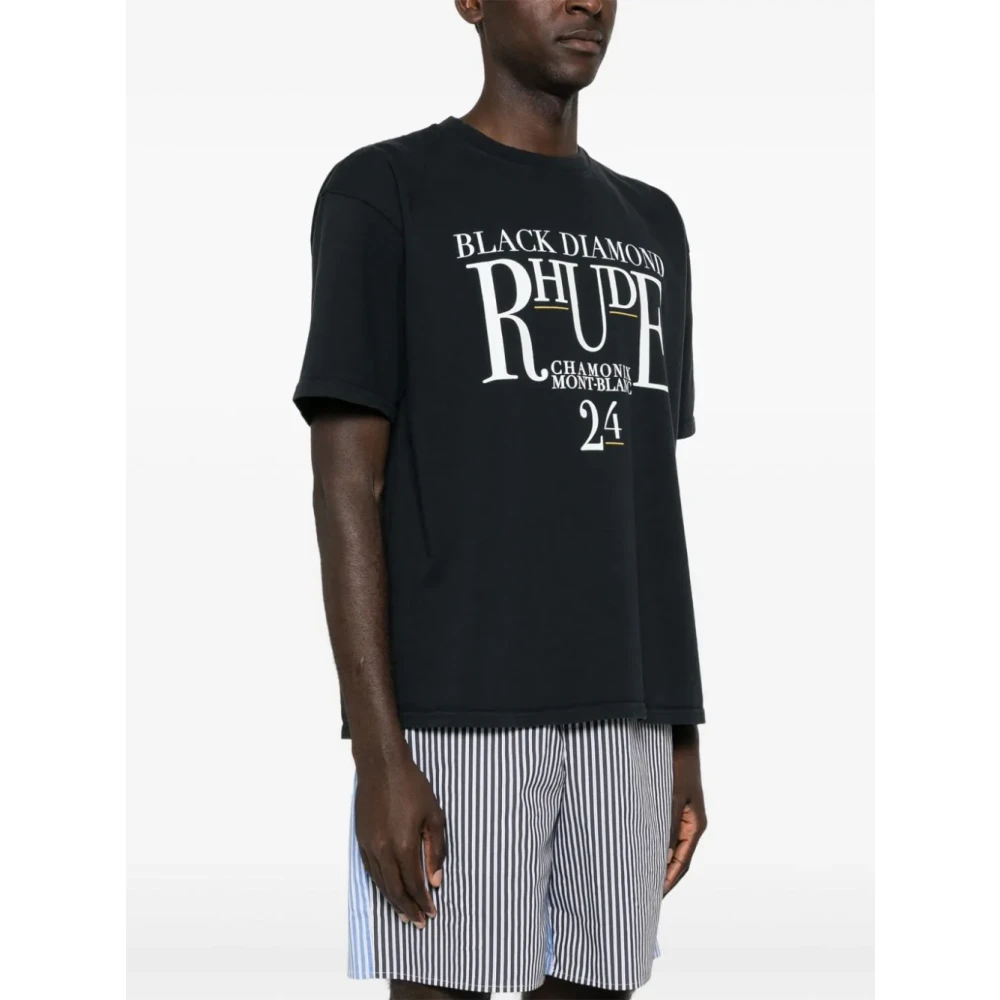 Rhude T-shirt met logo-opdruk en ronde hals Black Heren