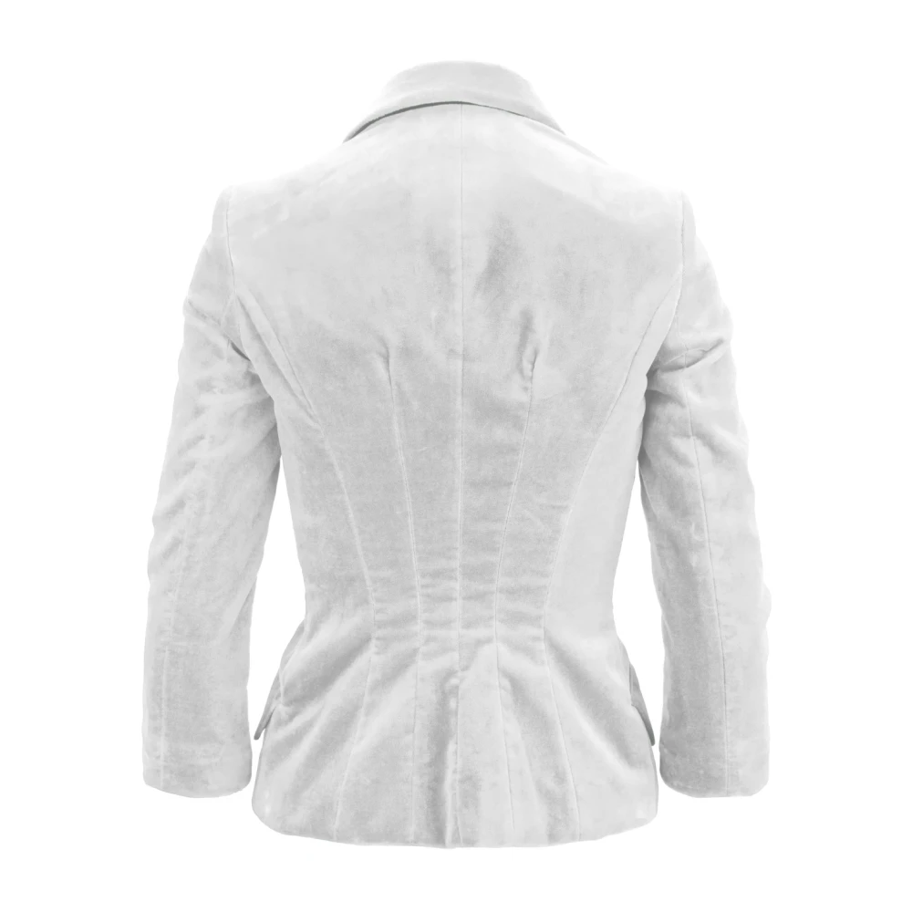 Elisabetta Franchi Gouden Knoop V-Hals Blazer White Dames