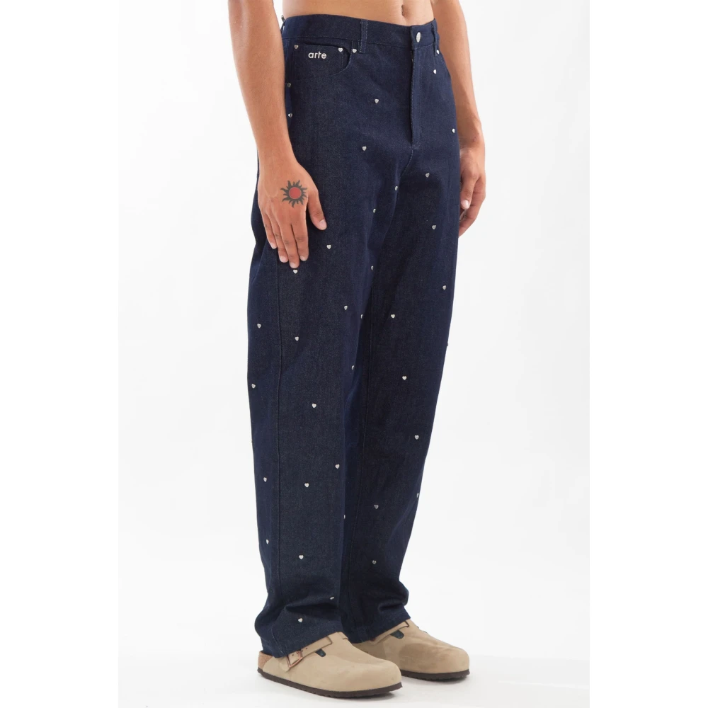 Arte Antwerp Navy Heart Rivets Jeans Blue Heren