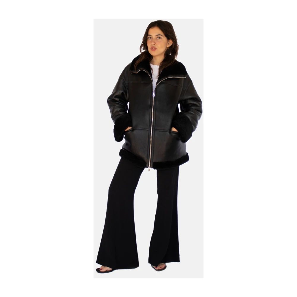 Just Things we Like Eiko Lambskin Shearling Jacket Black Dames
