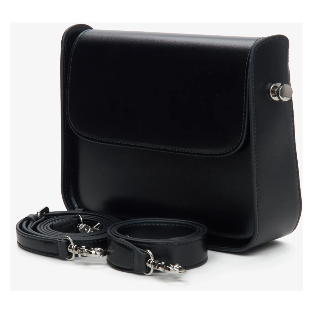 Estro Dames Zwarte Leren Schoudertas Er00115675 Black Dames