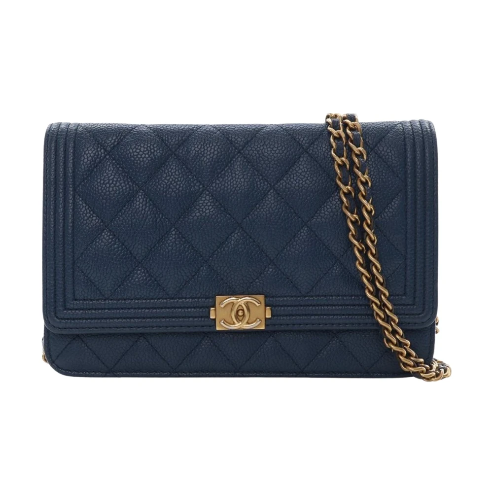 Chanel Vintage Women's Blue Pre-Owned Flap Chain Wallet