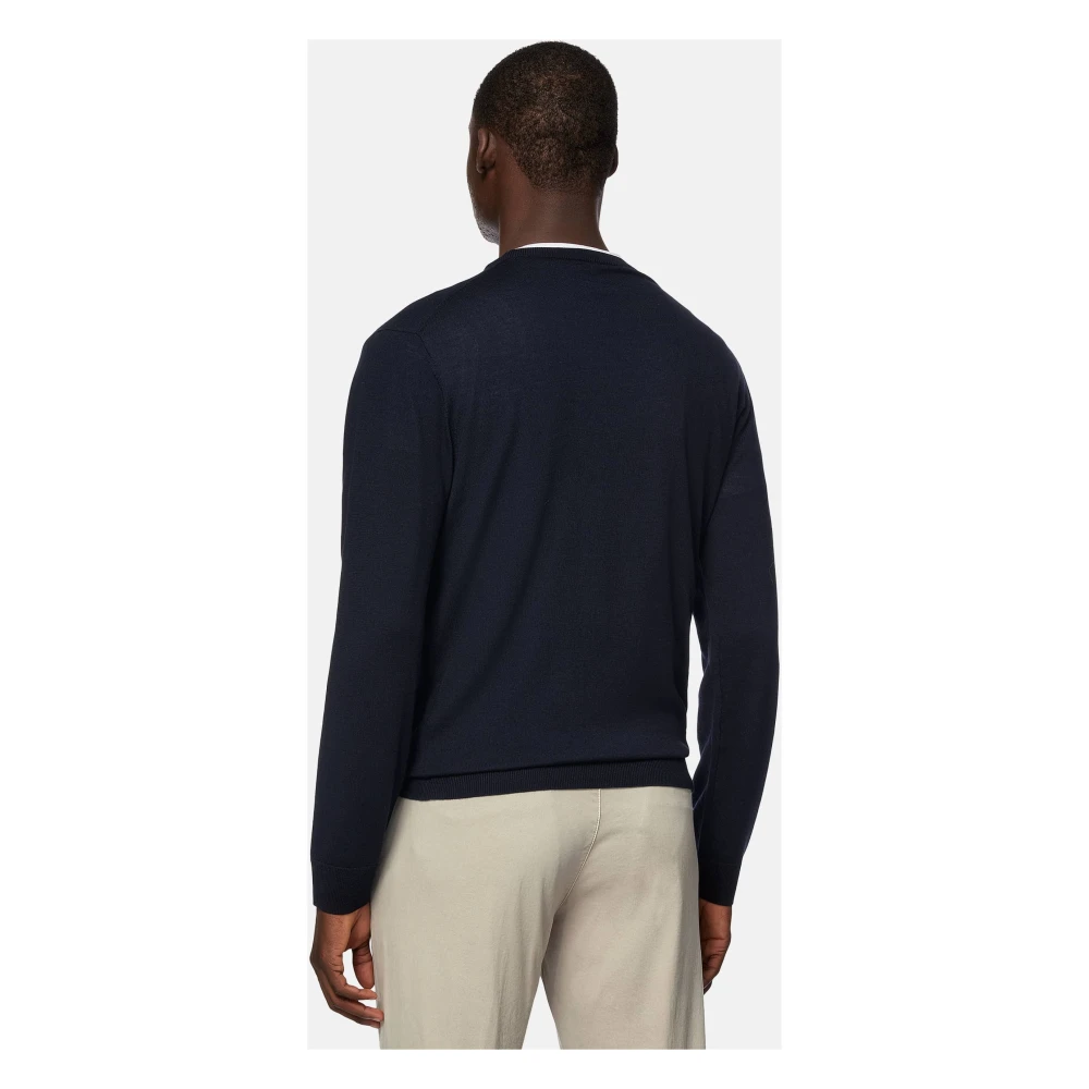 Boggi Milano Crew Neck Jumper Blue Heren