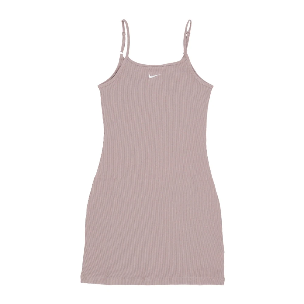 Nike Rib Gebreide Jurk Essentials Beige Dames