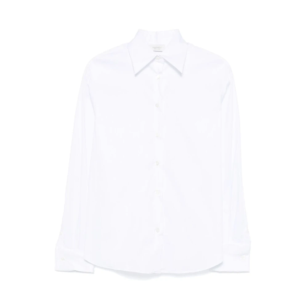 Mazzarelli Witte Katoenen Overhemd Franse Manchetten White Dames