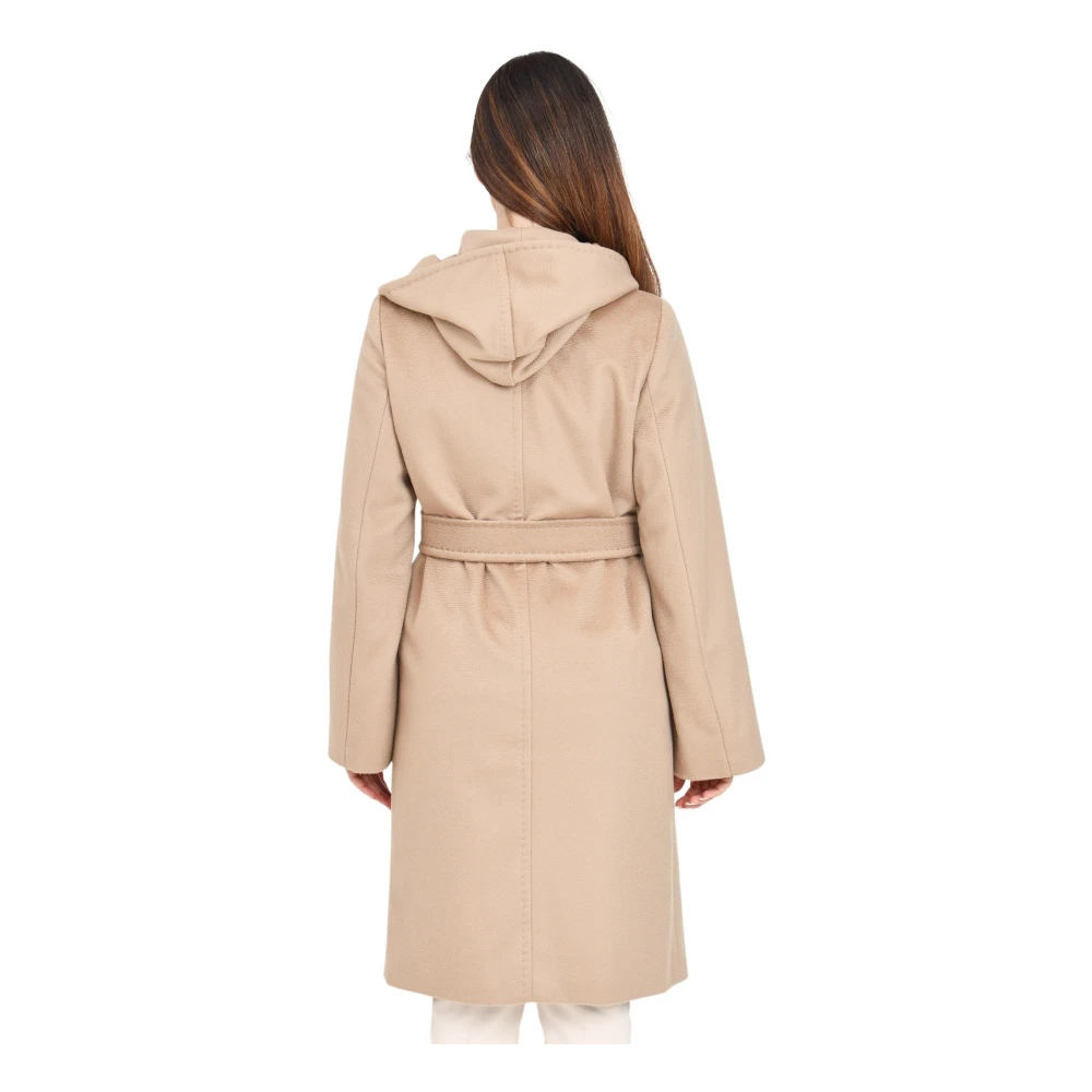 Max Mara Kameel Wollen Omslagjas met Capuchon Brown Dames