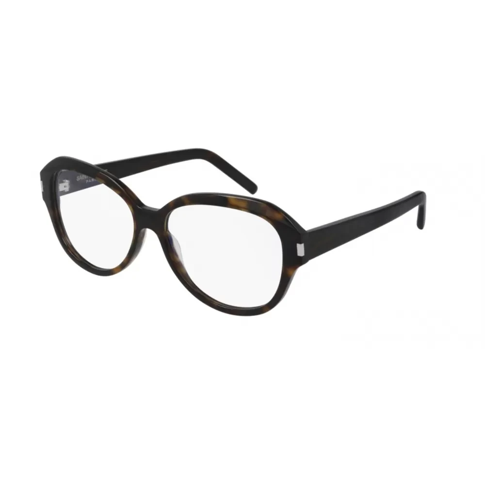 Saint Laurent Ovale Acetaat Havana Brillen Brown Dames