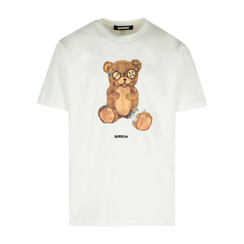 Barrow Wit Crew Neck T-shirt met Front Print White Heren