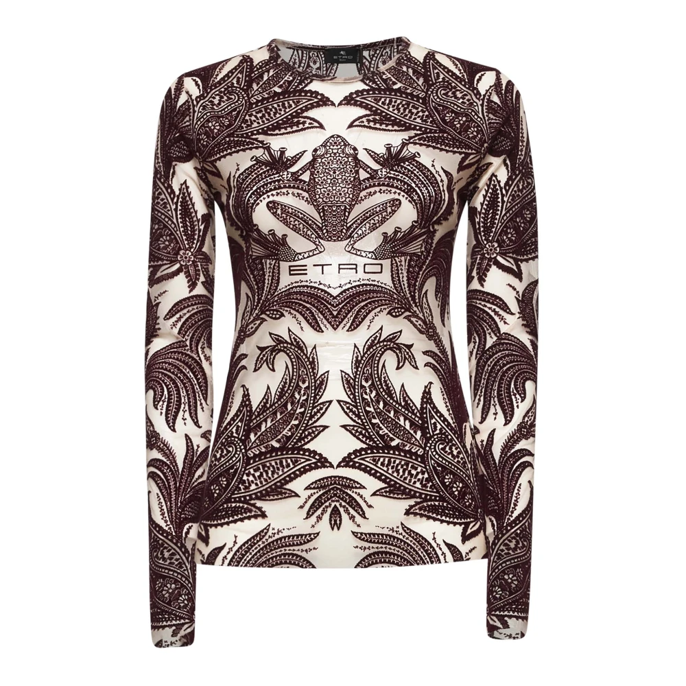 ETRO Rode Crewneck Top met Kikker en Paisley Motief Red Dames