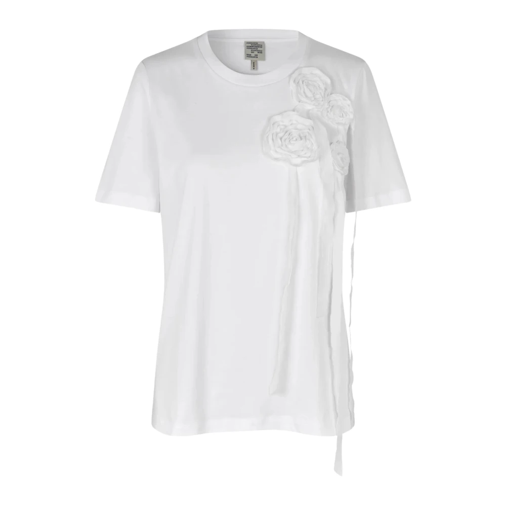 BAUM UND PFERDGARTEN Rosette Crew Neck Cotton T-Shirt White Dames