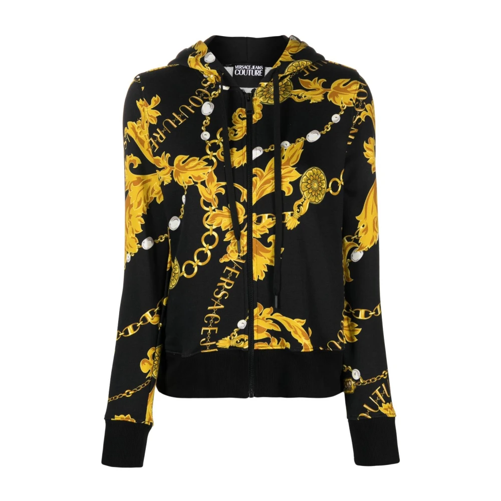 Versace Jeans Couture Chain Couture-print Katoenen Hoodie Black Dames