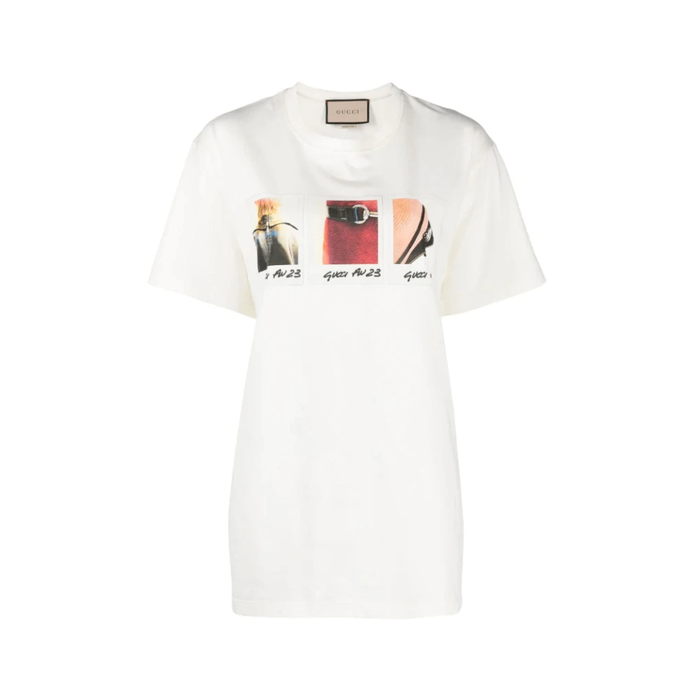 Gucci Fotoprint Katoenen T-shirt White Dames