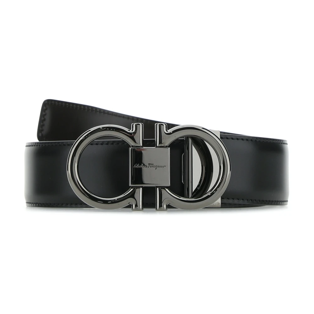 Ferragamo Men's Black Double Adjus Belt - Belts - 90 Cm - Accessories