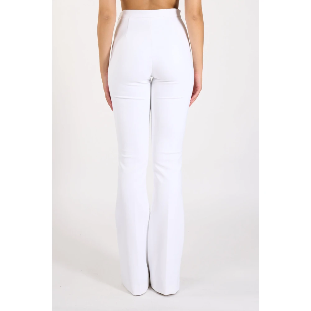 Elisabetta Franchi Wijde Pijp Stretch Crêpe Broek White Dames