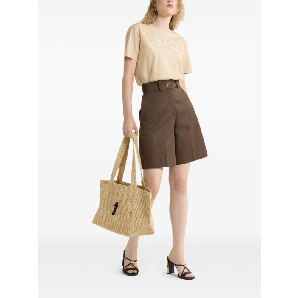 Patou Natuurlijke T-shirt met Stijlvol Logo Beige Dames