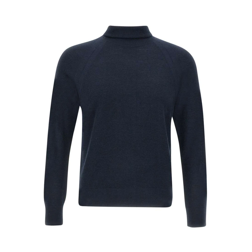 Paolo Pecora Midnight Blue Wol Turtleneck Sweater Blue Heren