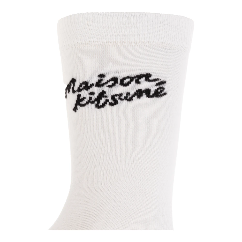 Maison Kitsuné Sokken met logo White Heren
