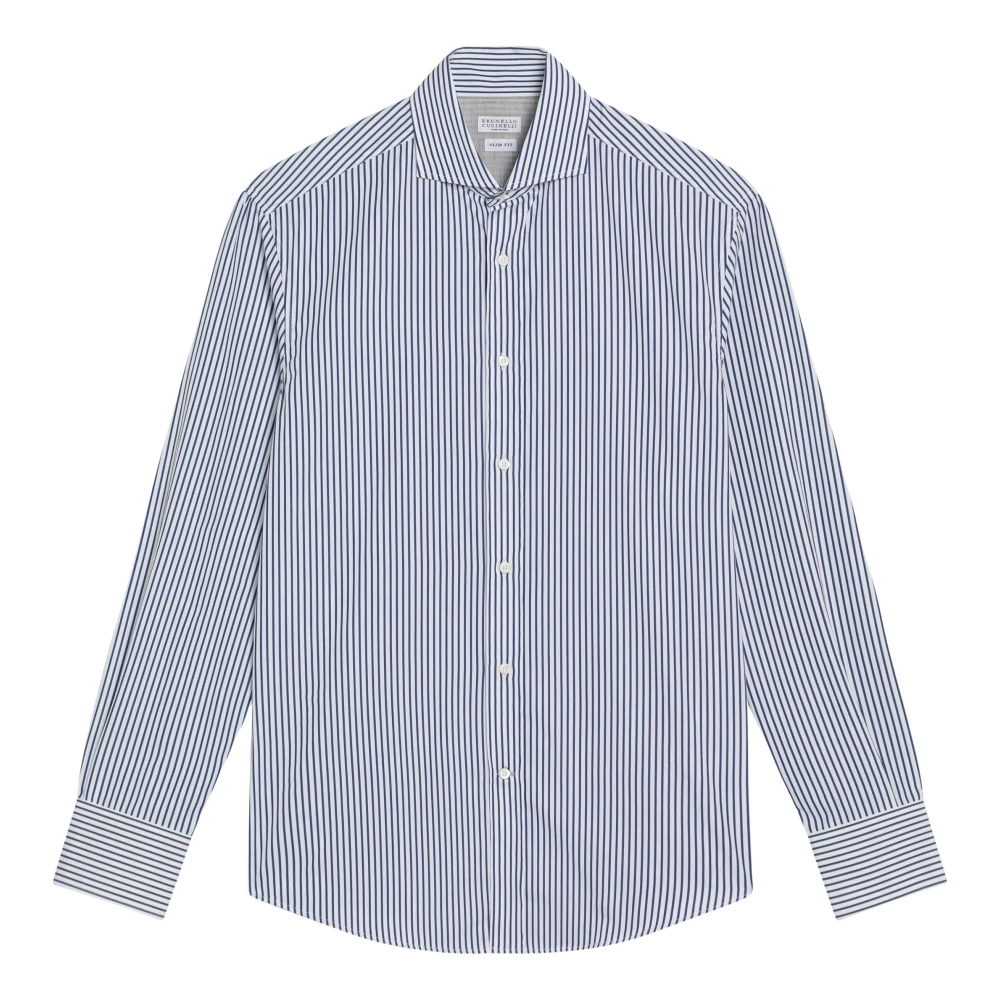BRUNELLO CUCINELLI Lange mouwen overhemd Blue Heren