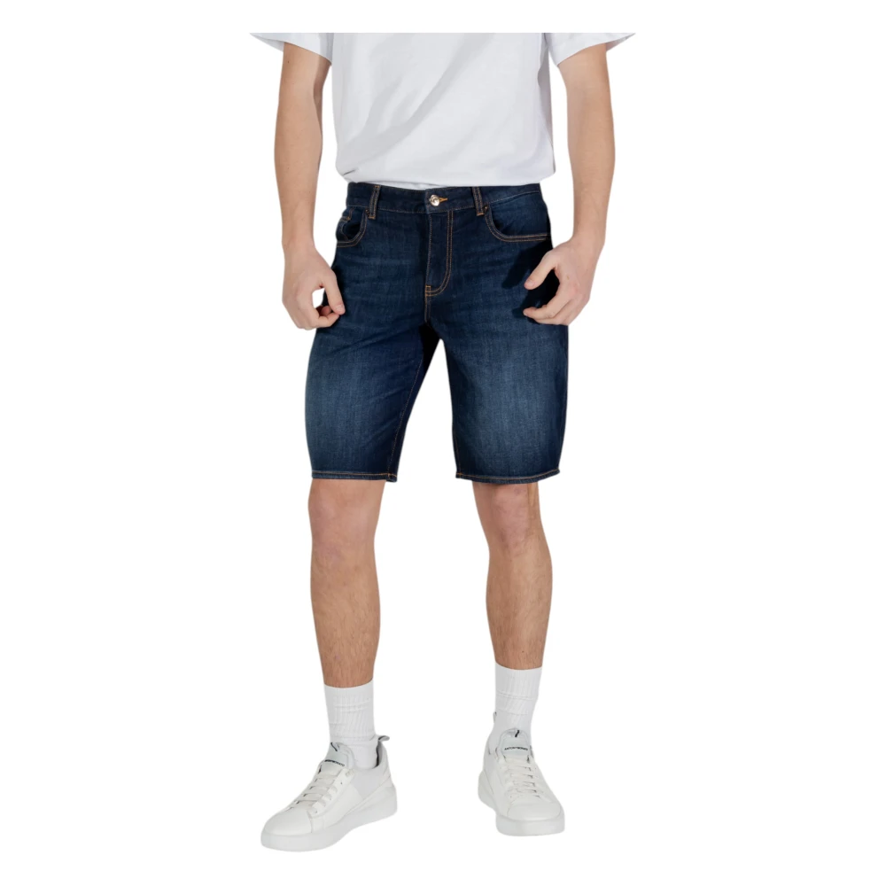 Armani Exchange Men's Blue Cotton-Blend Shorts With Pockets
