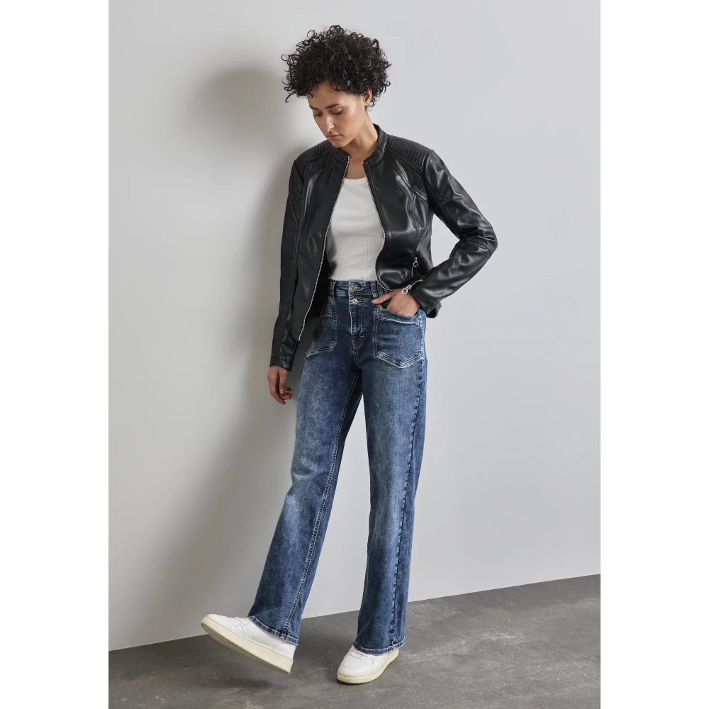 Street One Relaxte Wide Leg Blauwe Jeans Blue Dames