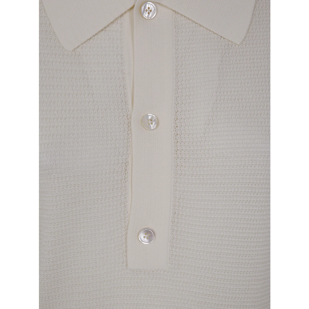 Tom Ford Gebreide Poloshirt White Heren