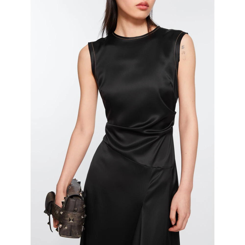 Acne Studios Zwarte Satijnen Mouwloze Jurk Black Dames