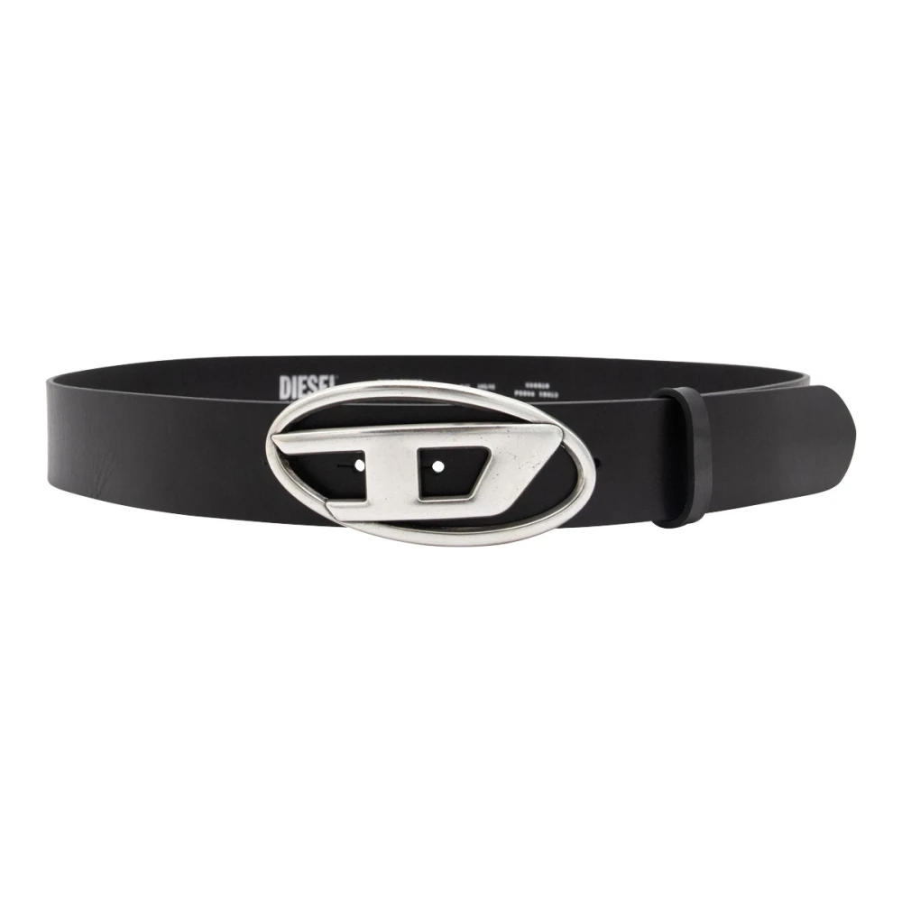 Diesel Black Belts, Male, 100 Cm, Leather Belt With Logo