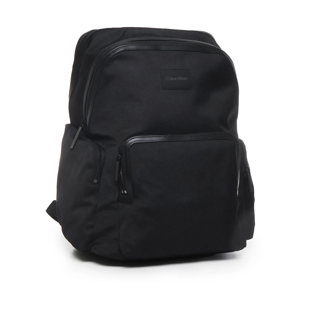 Calvin Klein Zwarte Nylon Rugzak met Ritszakken Black Heren