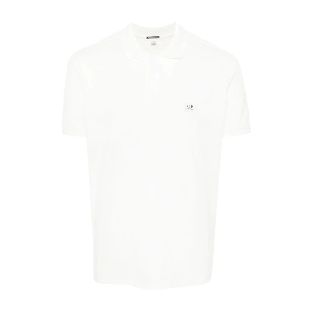 C.P. Company Witte Katoenen Poloshirt met Logo White Heren