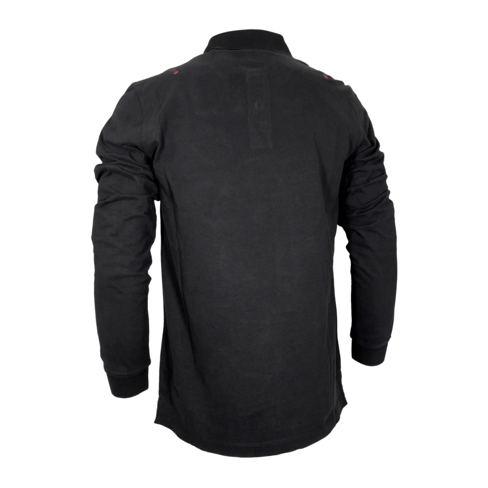 aeronautica militare Lange mouw militaire stijl polo zwart Black Heren