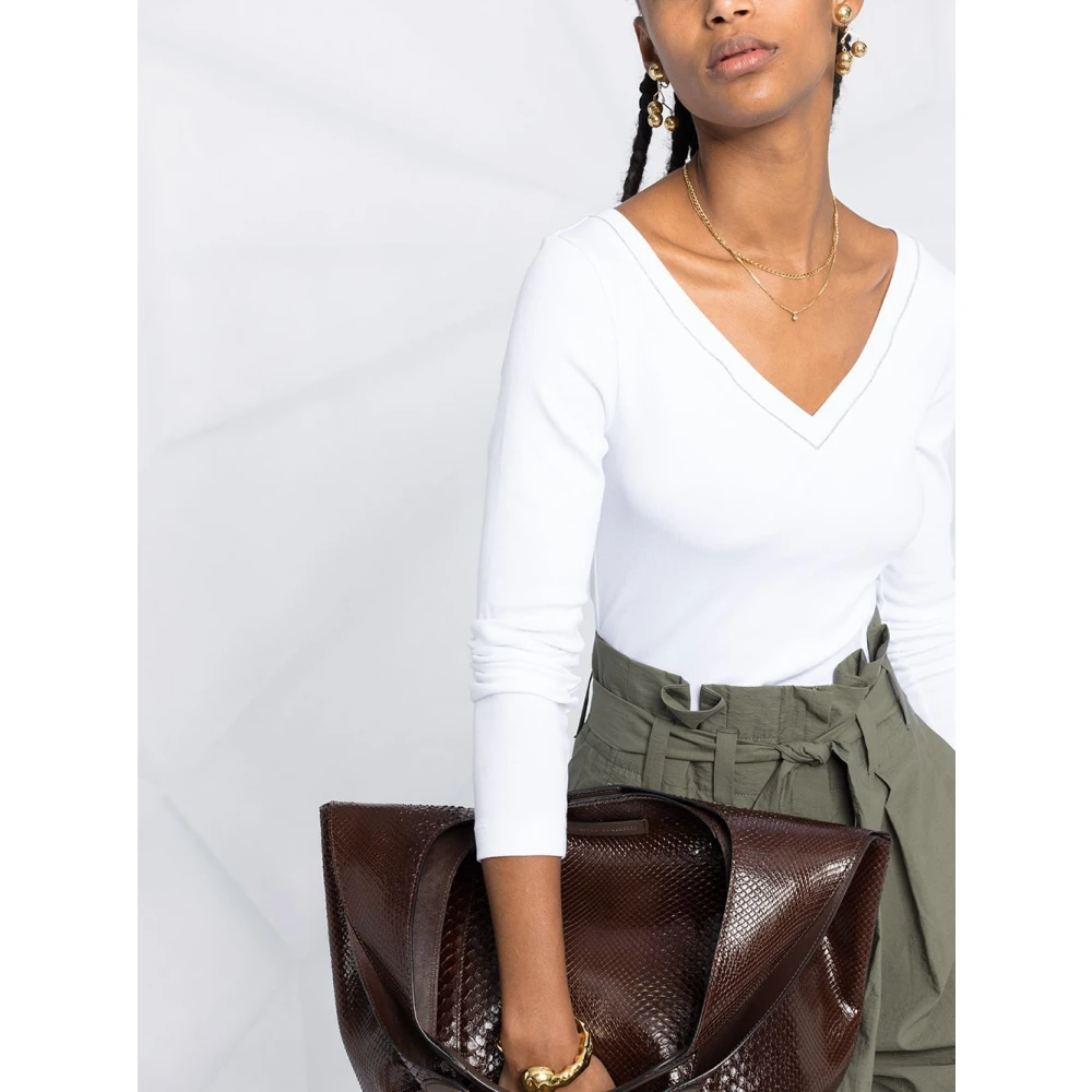BRUNELLO CUCINELLI Witte V-hals Trui White Dames