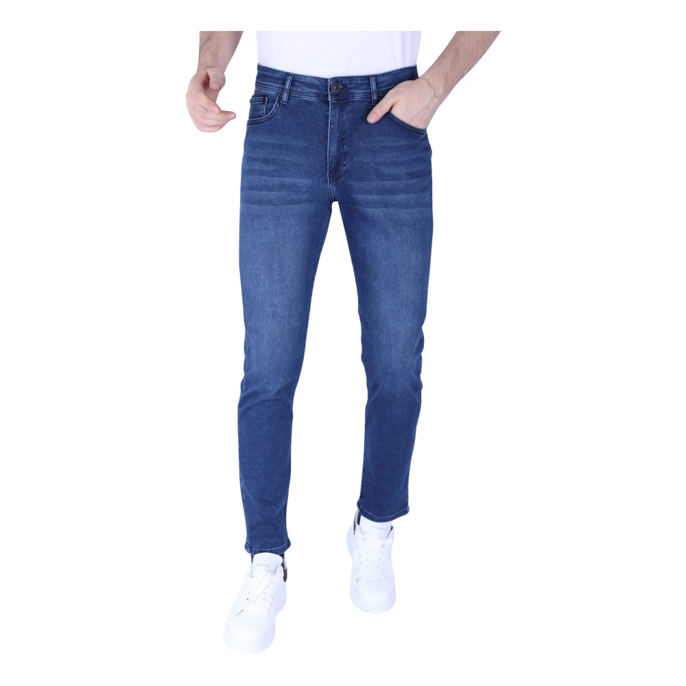 True Rise Snygga Regular Fit Super Stretch Jeans För Män - Dp52 Blue, Herr