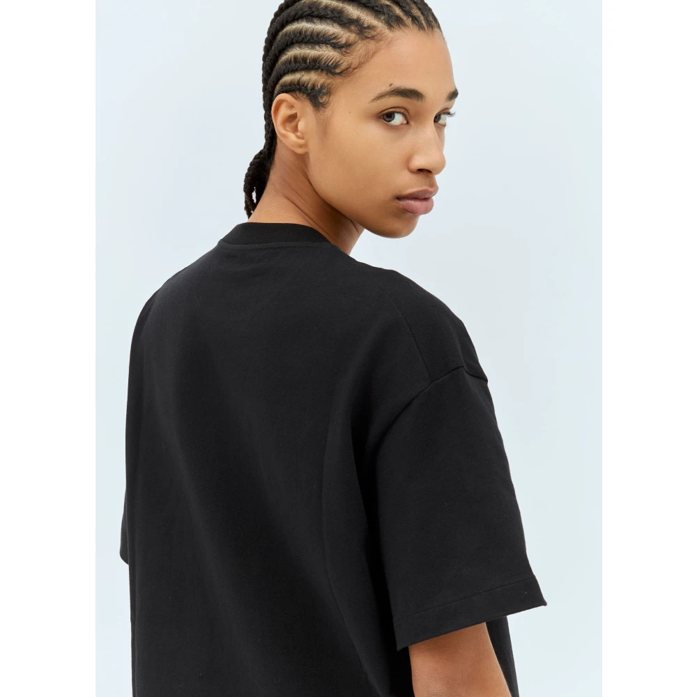 Jil Sander Katoenen Jersey Logo Print T-Shirt Black Dames