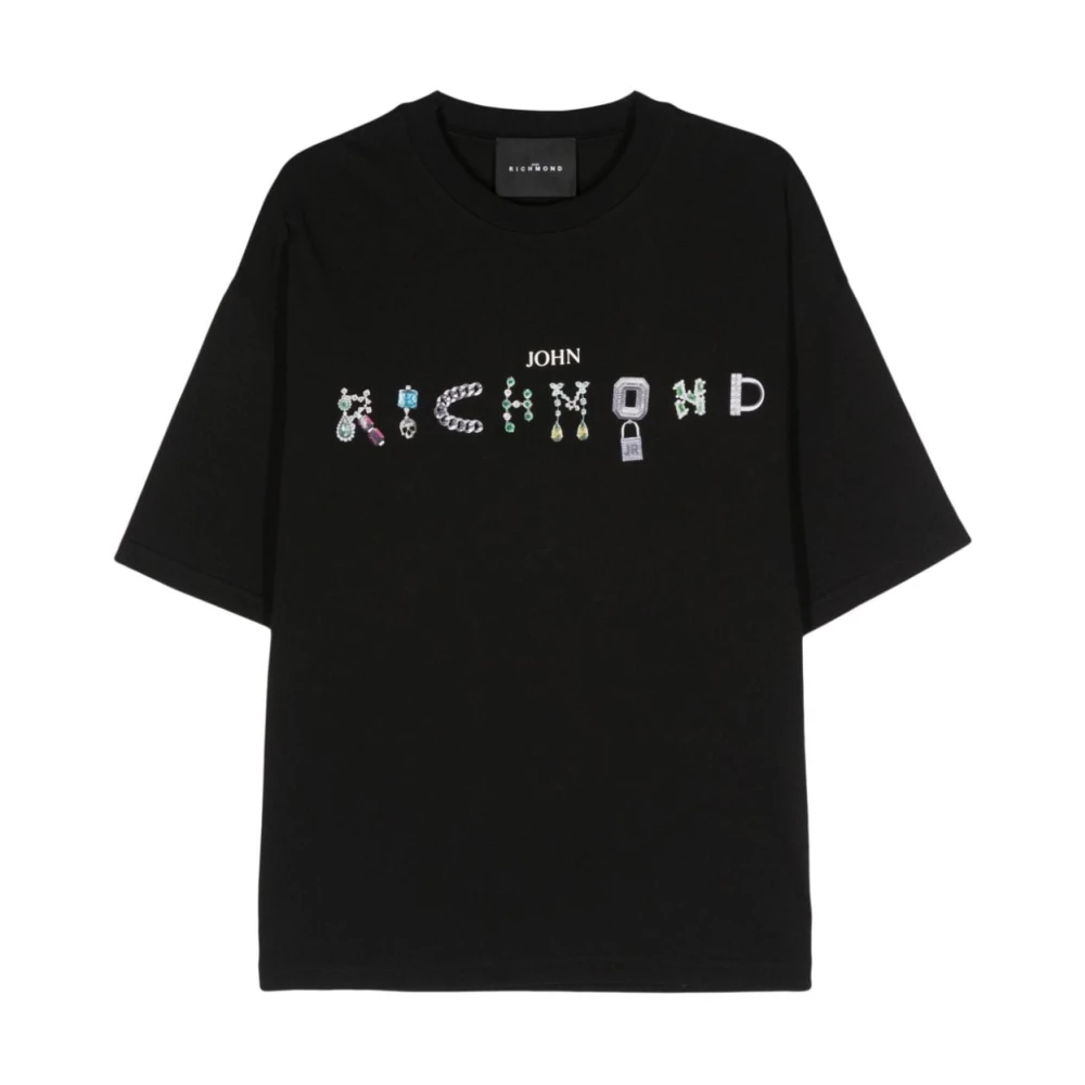 John Richmond Logo Voor Ronde Hals Korte Mouw T-shirt Black Heren