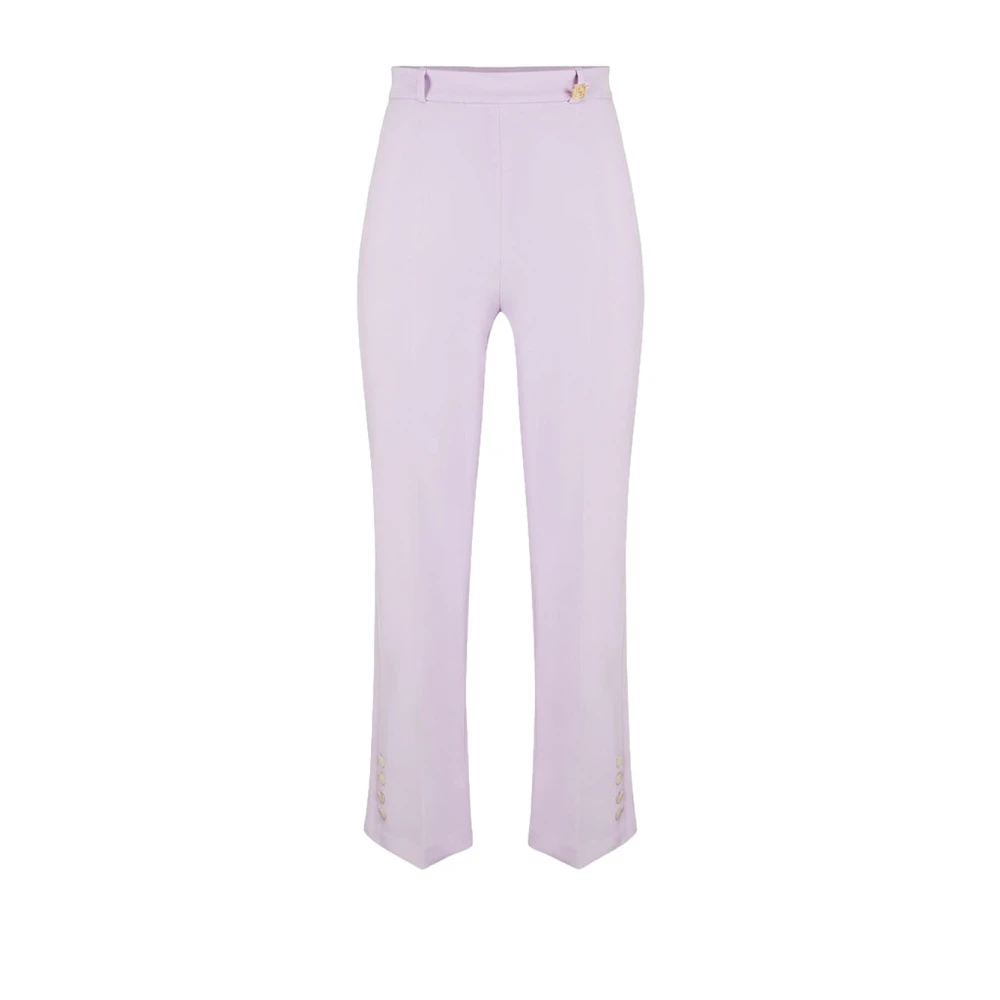 Elisabetta Franchi Women's Purple Double-Layer Stretch Crepe Trousers - Straight Trousers - 2XL - Trousers