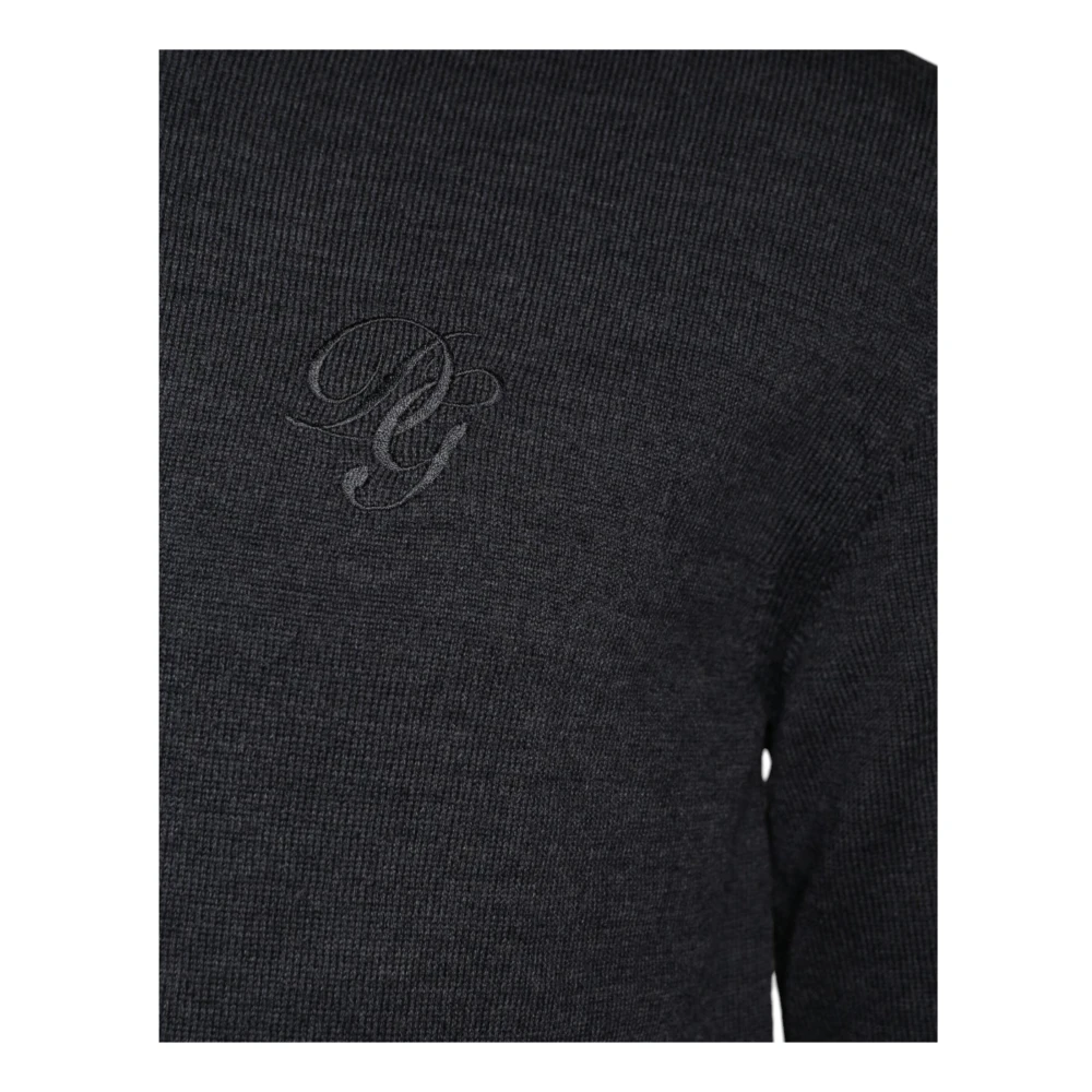 Dolce & Gabbana Donkergrijze Wol Crew Neck Sweater Gray Heren
