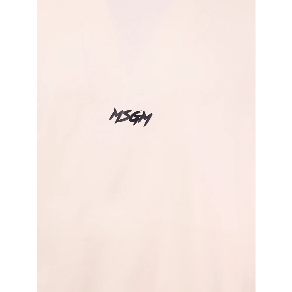 Msgm Wit Crew-neck T-shirt met Cursief Logo White Heren
