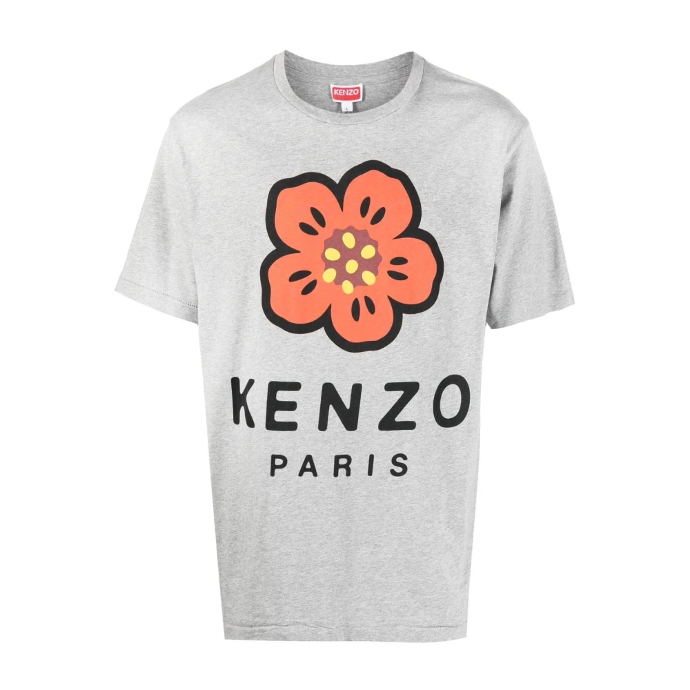 Kenzo Boke Flower Logo T-Shirt Navy Klaproos Print T-Shirt Gray Blue Heren
