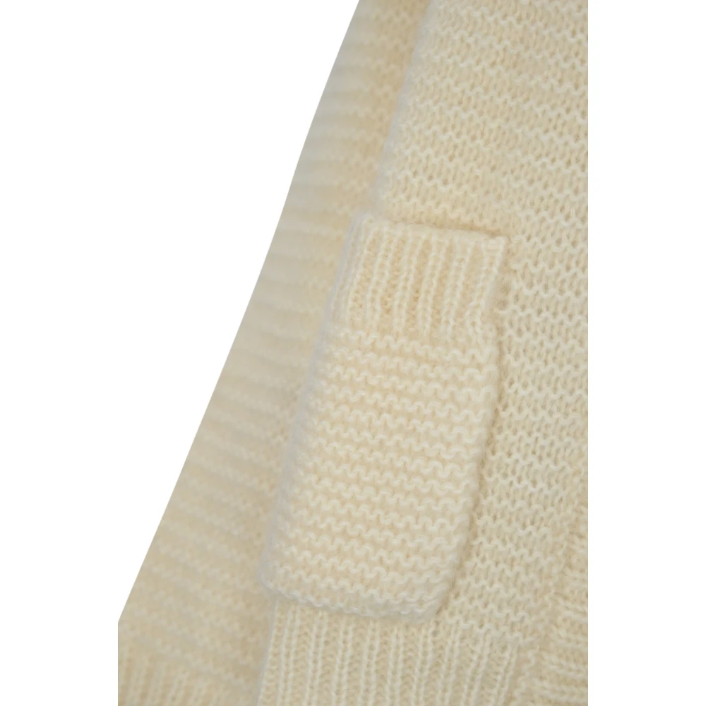 MVP wardrobe Gestreepte Mohair Vest Roomwit Beige Dames