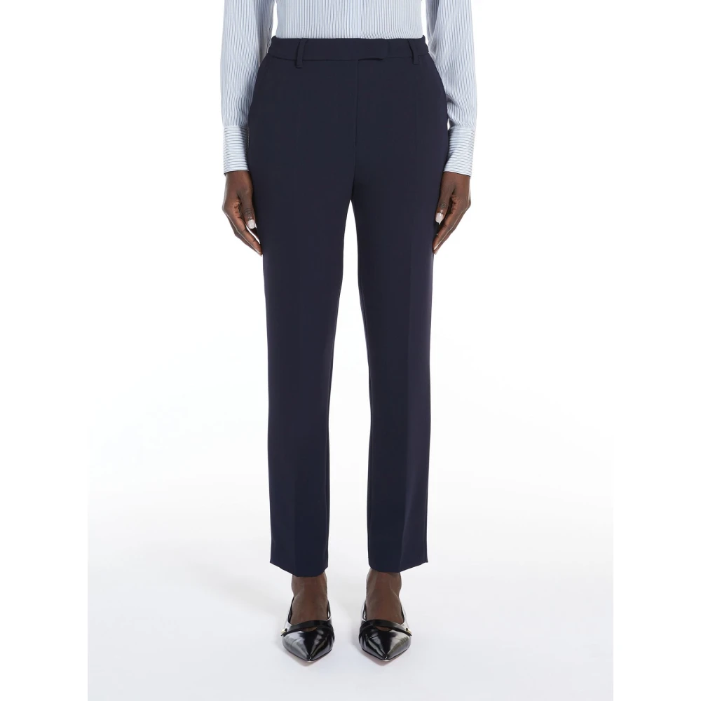 Max Mara Studio Slim-fit Trousers Blue Dames