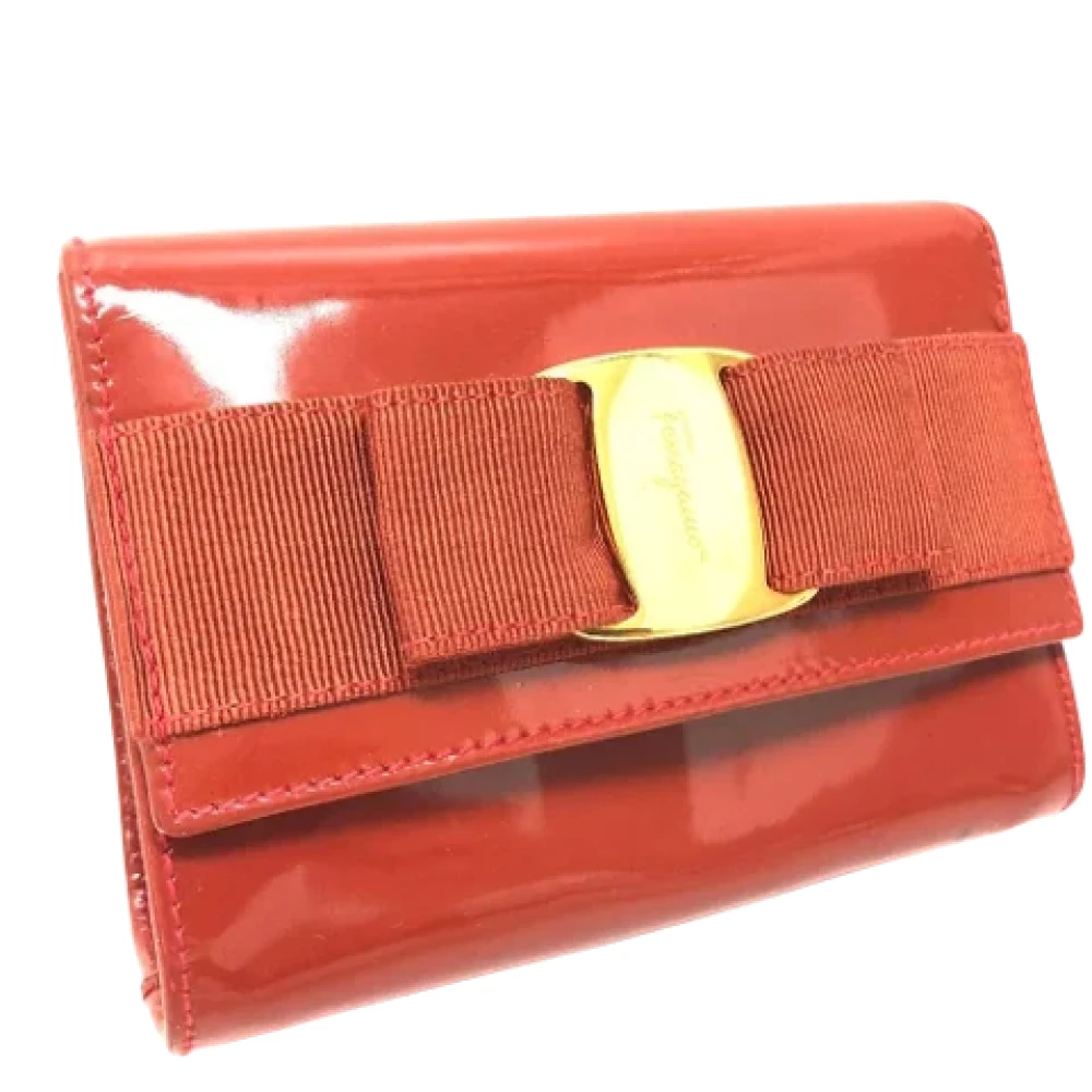 Salvatore Ferragamo Pre-owned Leather pouches Orange Dames